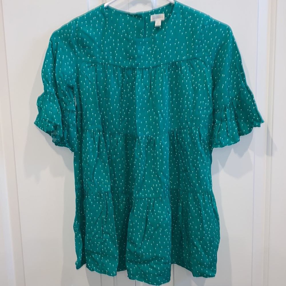 Gymboree Girls Green and White Polka Dot Dress